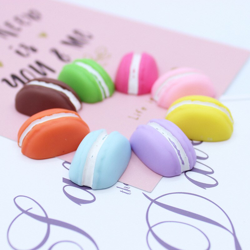 8 Stuks Hars Plaksteen Macaron Voedsel Bedels Voor Diy Slime Sieraden Maken Accessoires Telefoon Decoratie Benodigdheden