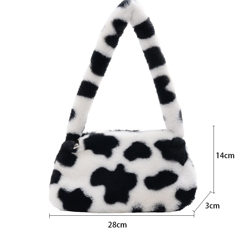 Winter Vintage Zebra Patroon Schouder Onderarm Zak Vrouwelijke Pluche Herfst Handtas Zachte Warme Bont Tote Purse Voor Lady Clutch Bag sac