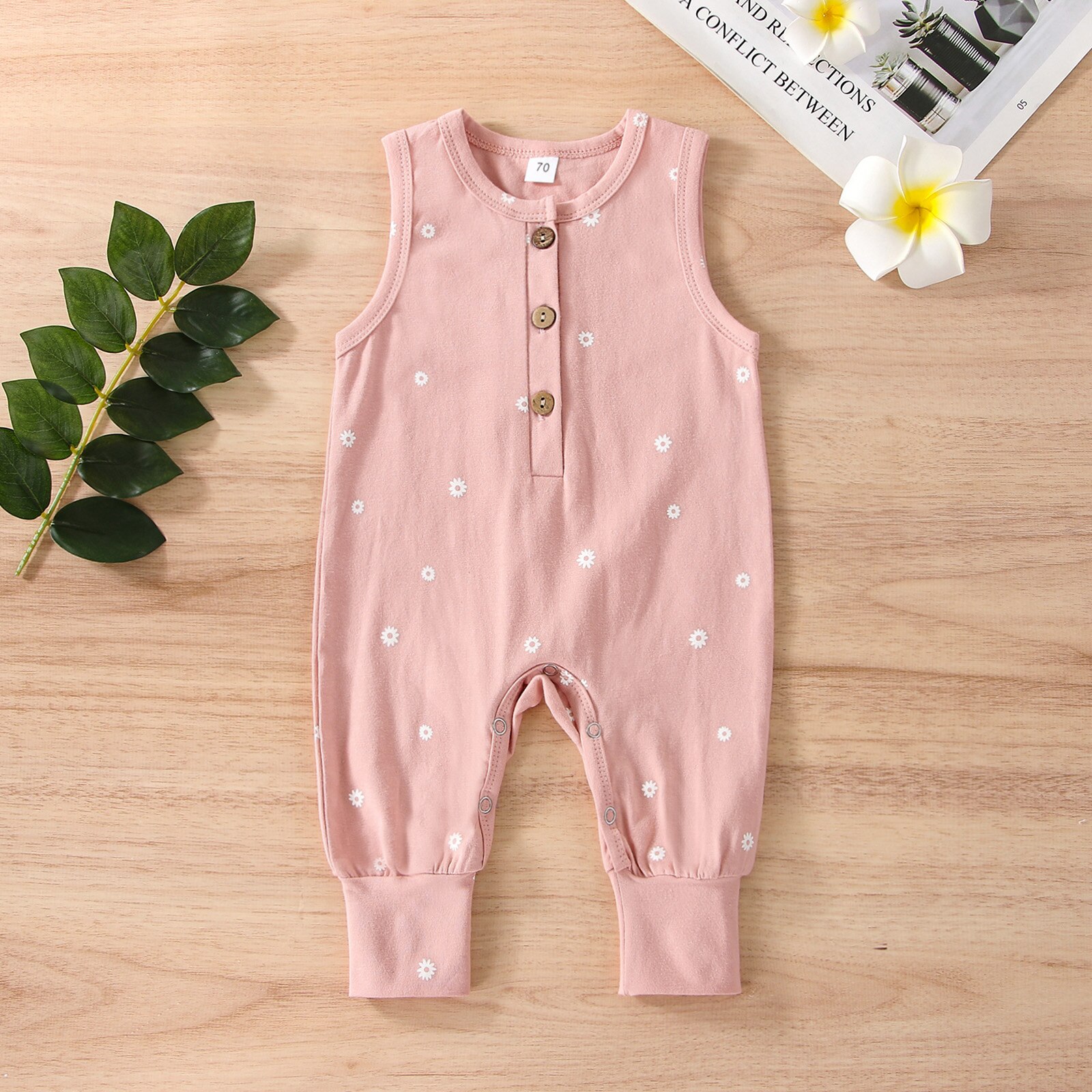 Baby-strampler für mädchen und jungen, sternenmuster, ärmelloser Overall mit rundhalsausschnitt und knöpfen, für Höhle sommer ( ab , 0-18 monaten)
