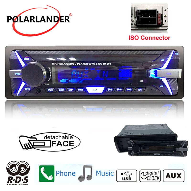 Newest 1087 RDS Autoradio 1 din Support Bluetooth SD Card Music mp3 player with Remote Control Auto radio Car Detachable Panel