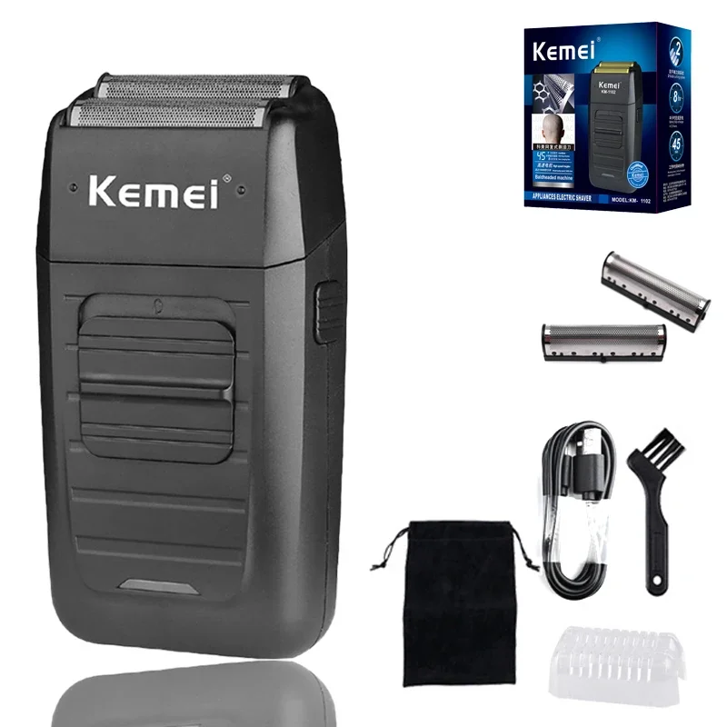 Kemei KM-1102 Wiederaufladbarer Akku-Rasierer für Männer, Zwilling-Klinge-Rasierer mit hin- und hergehendem Bart, Gesichtspflege, multifunktionaler stärker Trimmer: violett