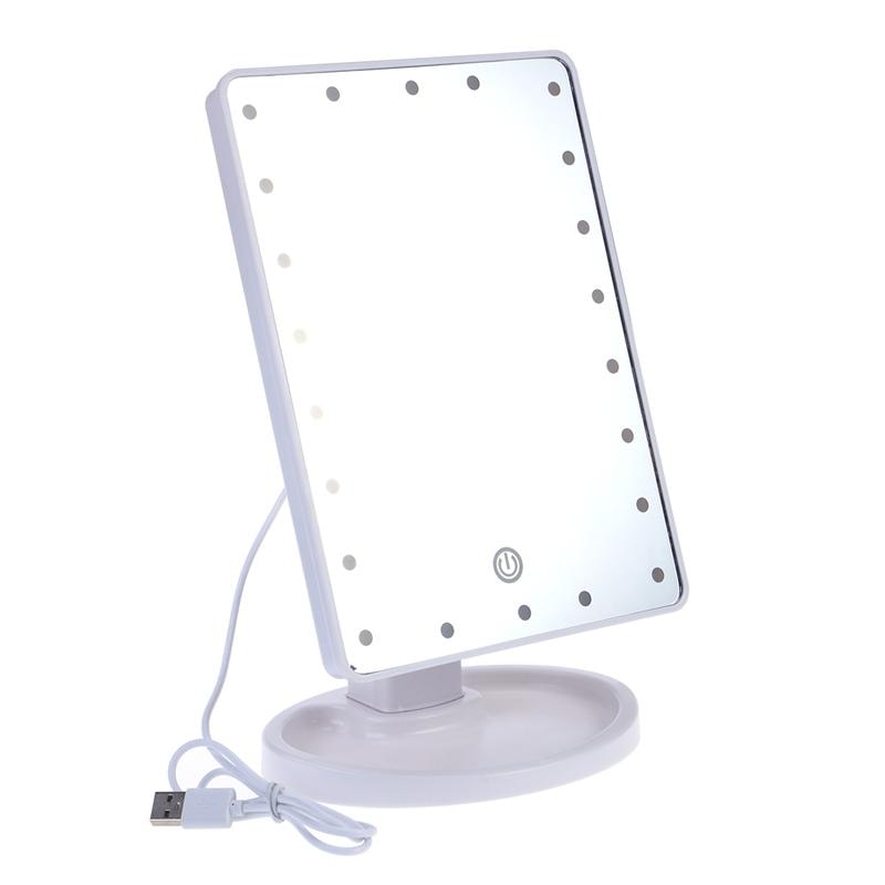 Led touch screen oplyst makeup spejl med led lys touch screen dæmpbart 180 grader justerbart bordspejl