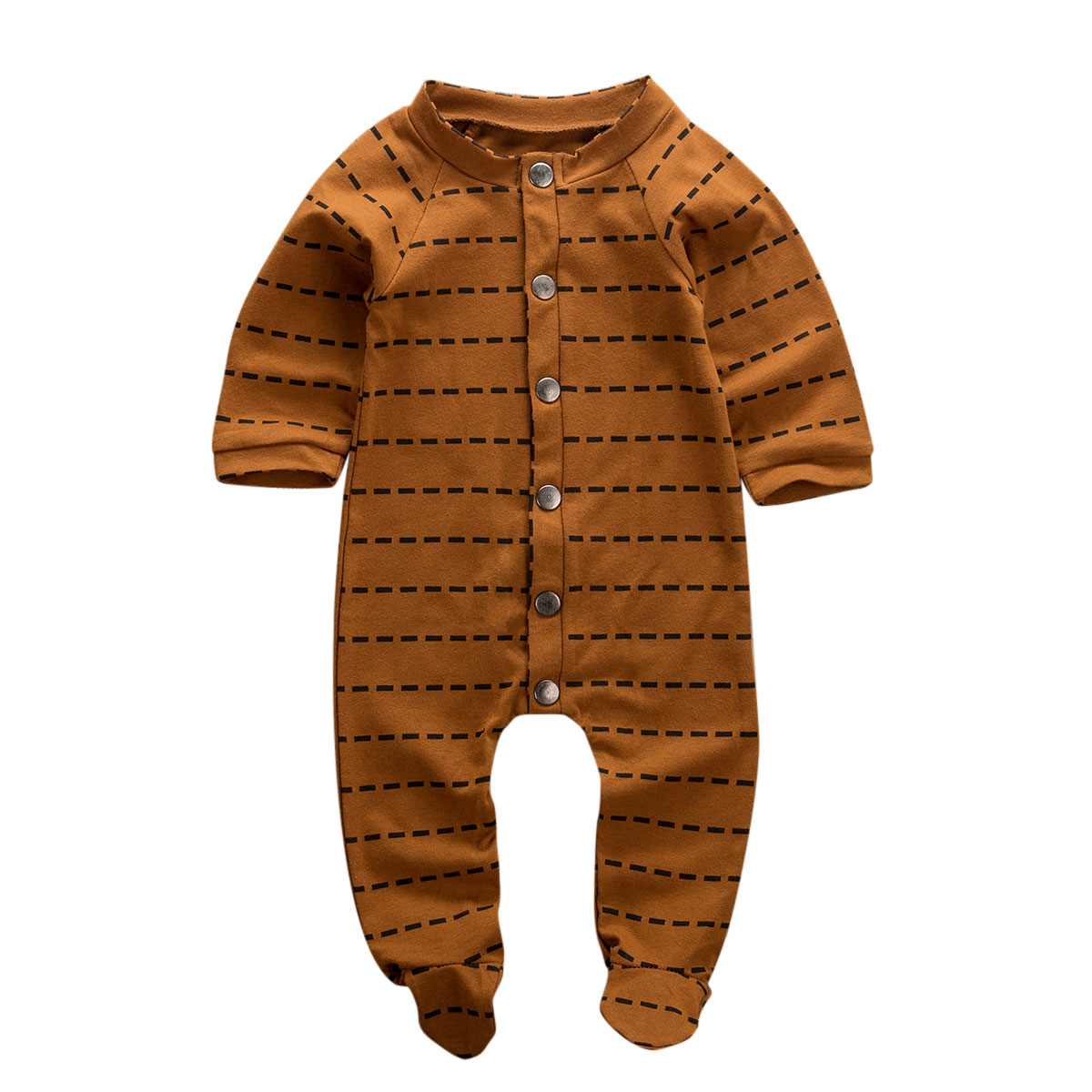 Cute Newborn Baby Girl Boy Long Sleeve Button Romper Bodysuit Jumpsuit Outfits Set Clothes 0-6M