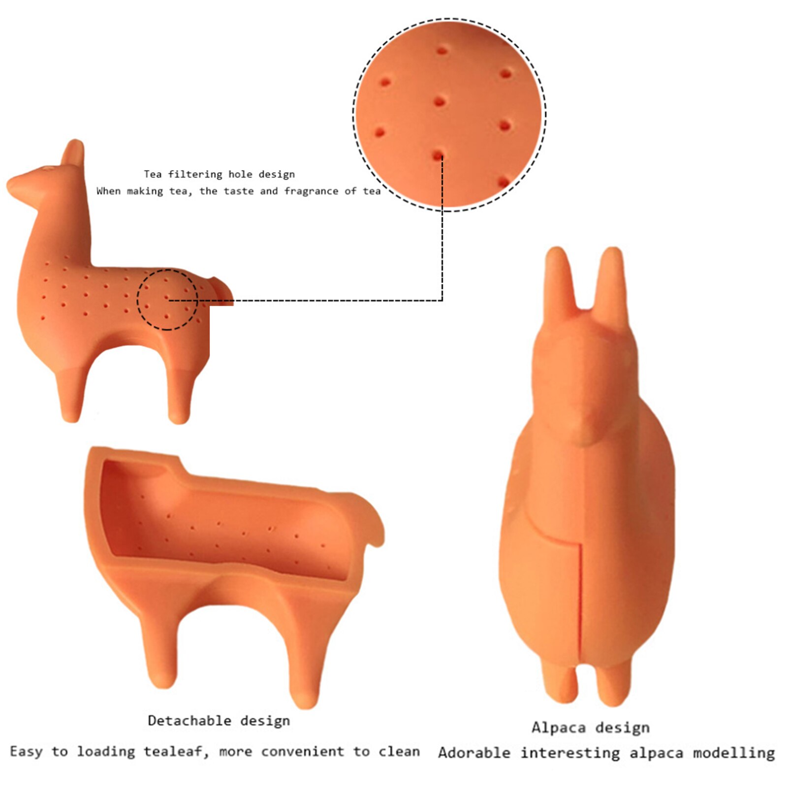 Tea Infuser Food Silicone Grade Alpaca Shape Tea Infuser Strainers Filter Loose Silicone Diffuser Reusable Infuser