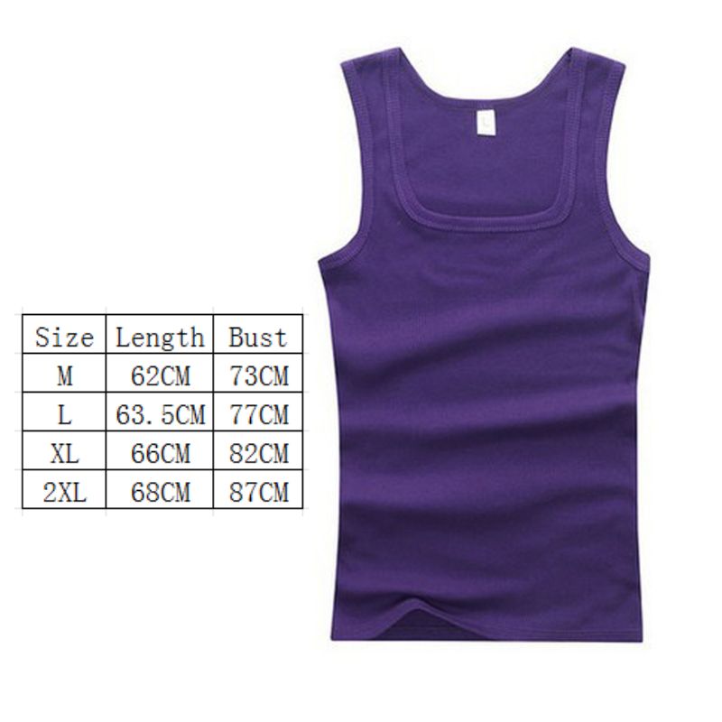 100% Cotton Mens Oversized T-shirt Sleeveless Tank Top Solid Color Fitness Men Muscle Vests Bodybuilding T Shirt For Men Tees: XXL / PURPLE