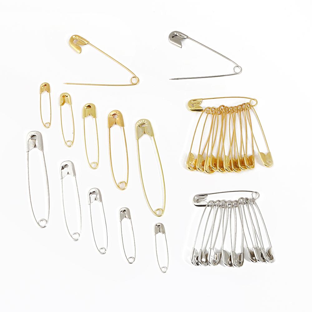 Alfileres de hierro inoxidable de seguridad, herramientas de costura DIY, accesorio, agujas, broche grande/Pequeño, accesorios de ropa, Color plateado/dorado, 50 Uds.
