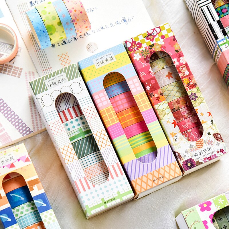 10 roll/set washi tape adhesiva masking tape washitapes kawaii stickers papeleria cute korean Decoration japanese decorationtape