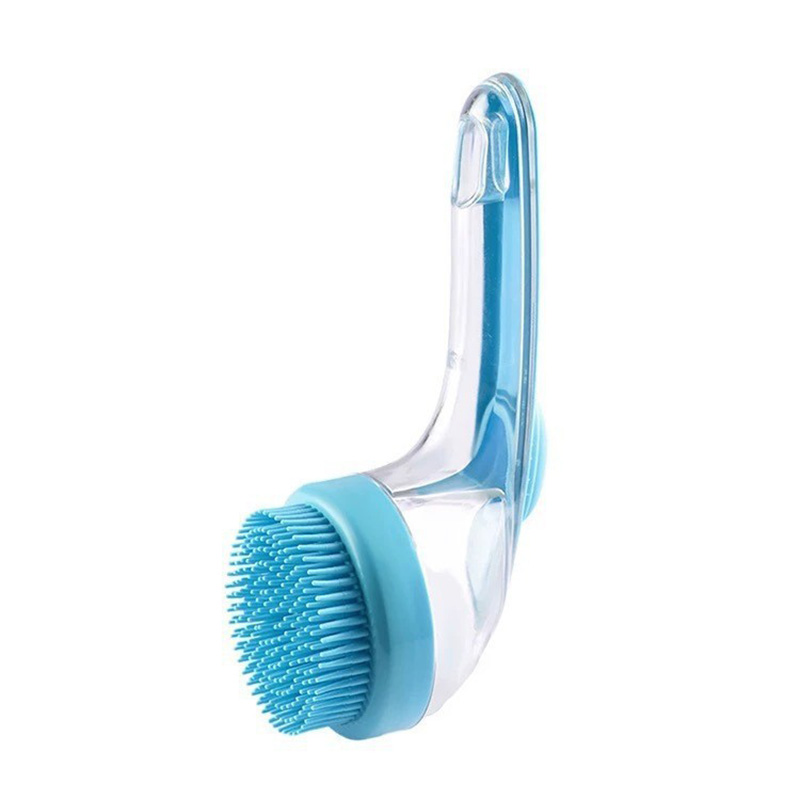 Pet Bath Brush 2 In 1 Dog Bath Brush With Built-in Shampoo Dispenser Pet Wash Brush Dogs Cats Grooming Massage Brush: GRAY