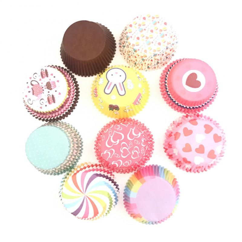 100 stk ikke-pinne oljefast kake muffinsform papirbrett kakeboller nøttegodteri cupcakeboks kakepyntverktøy kjøkkenverktøy