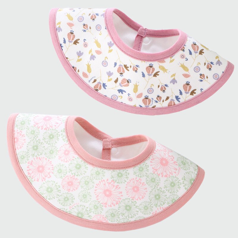 Waterproof Round Babador 2pcs/set Three Layer Baby Bibs Cotton Cloth 360 Degree Infant Clothing Bandana Bibs: WHT066B