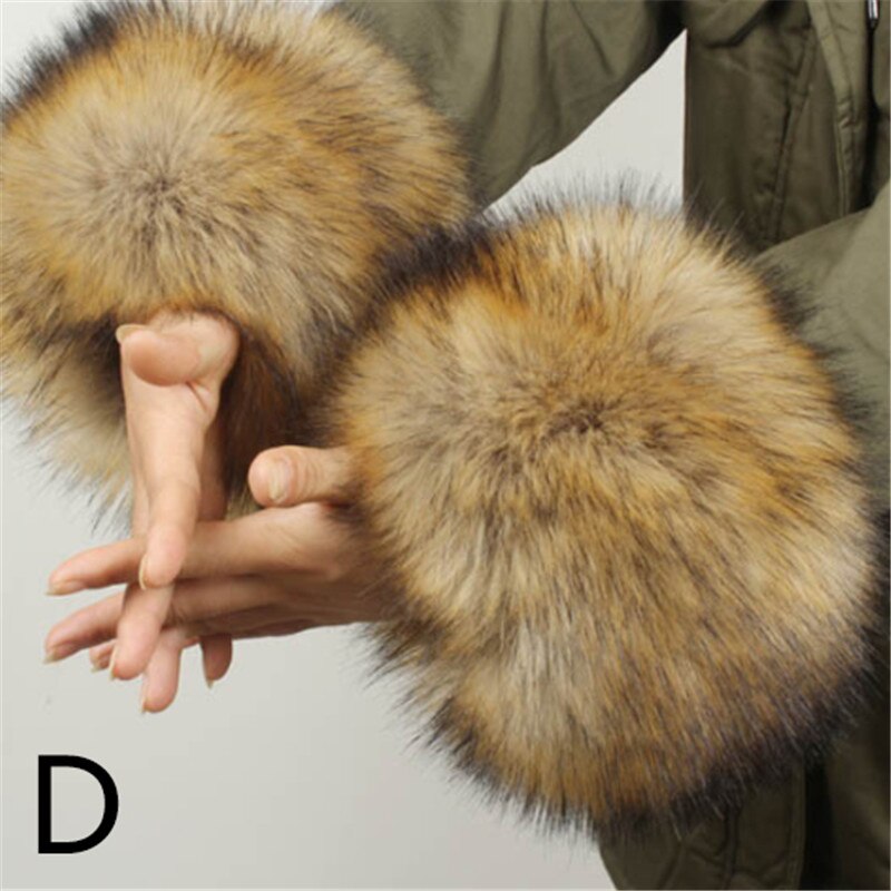 1 par kvinder vinter håndled varmere oversleeve varm og blød faux pels vindtæt arm armbånd armbånd arm ærmer: D