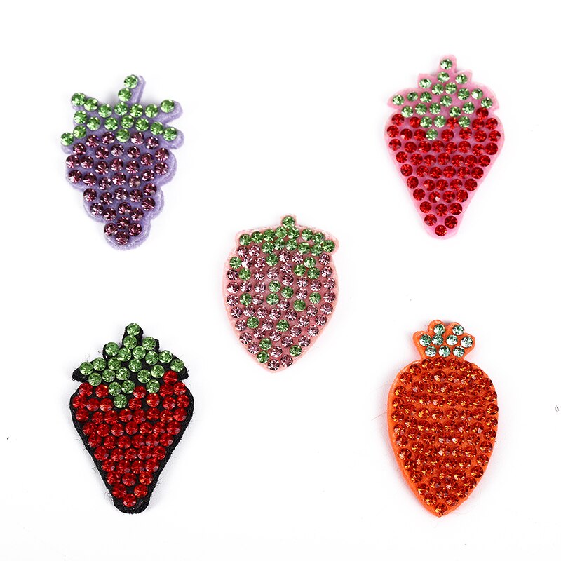 10Pcs Cute Fruit Cartoon Patch Rhinestone Applique Patch Voor Kleding Diy Patches Hoofddeksels Craft