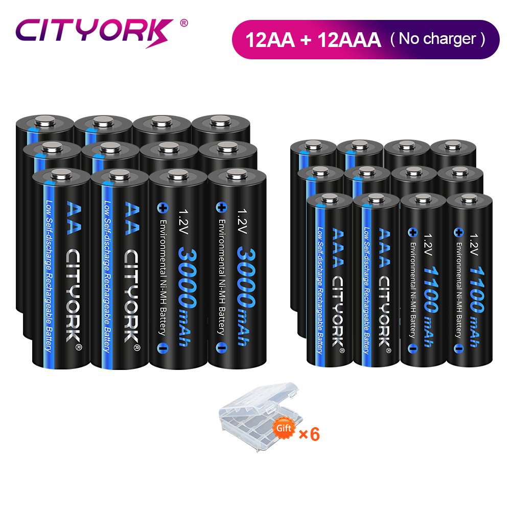 CITYORK 1,2 V AA AAA batería recargable NIMH NI-MH + 8 ranuras LED cargador rápido de batería inteligente para baterías NIMH AA AAA de 1,2 V: Chocolate