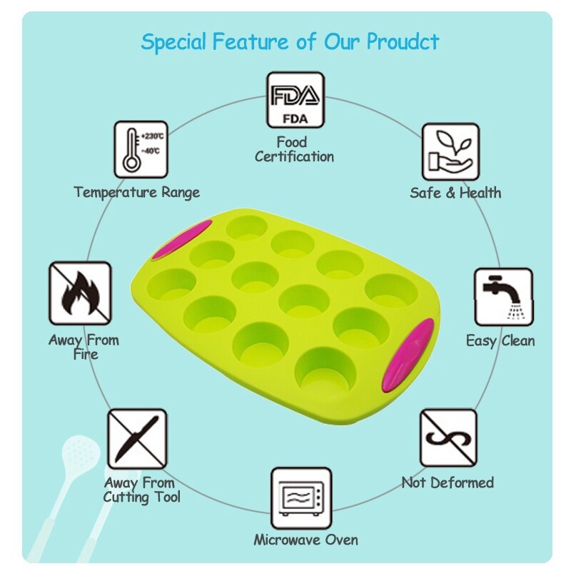 2 stuks siliconen cakevorm voor muffinvorm bakvorm cupcakevormen brood bakvorm  - 12 gaten & 5 gaten
