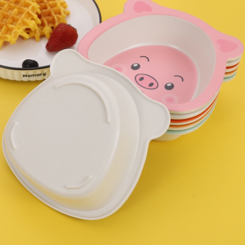 Cartoon Bamboo Fiber Baby Solid Food Bowl -Resistant Children's Cute Eating Bowl Kindergarten Bowls