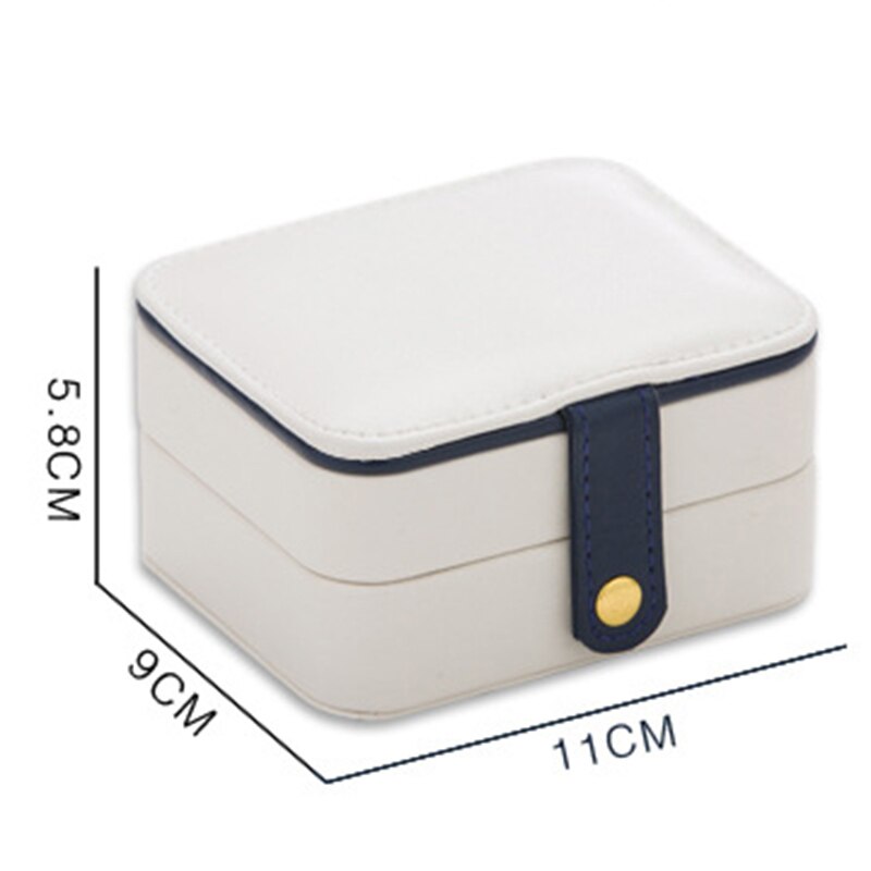 Portable Women Girls Travel Ring Earring Leather Jewelry Box Storage Organizer Box with Mirror Inside Velvet Jewelry Accessories