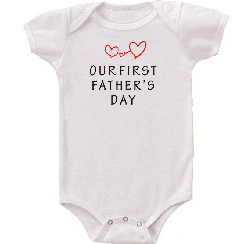 Our First Father's Day Funny Baby Bodysuit Cotton Girls Boys Clothes Short Sleeve Romper Baby Jumpsuit Newborn Baby Clothing: 18M