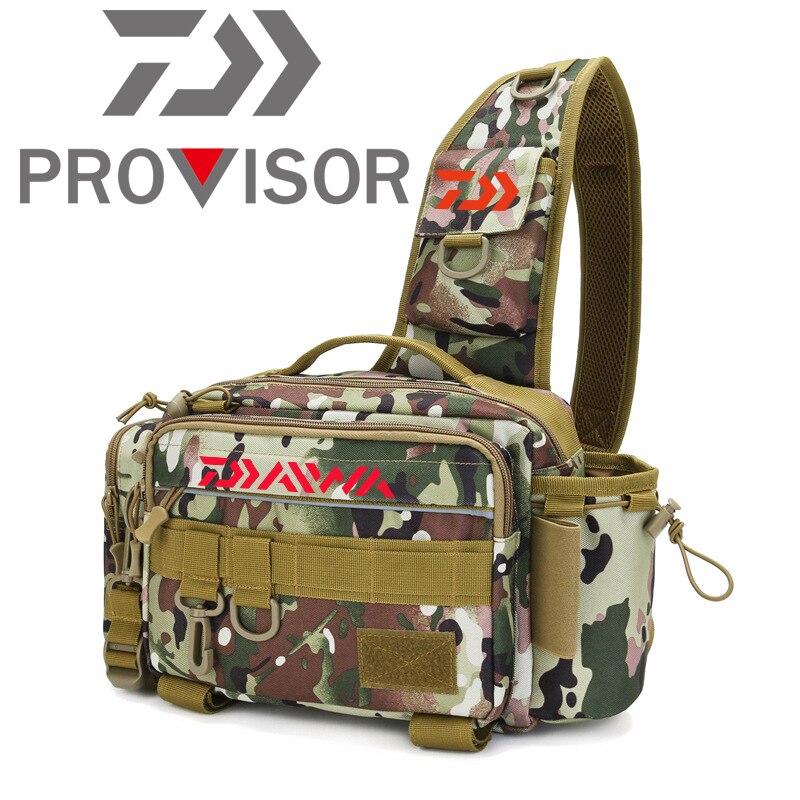 Daiwa Multifunctional Fishing Tackle Bags Single Shoulder Crossbody Bag Waist Pack Fish Lures Gear Utility Storage Fishing Bag