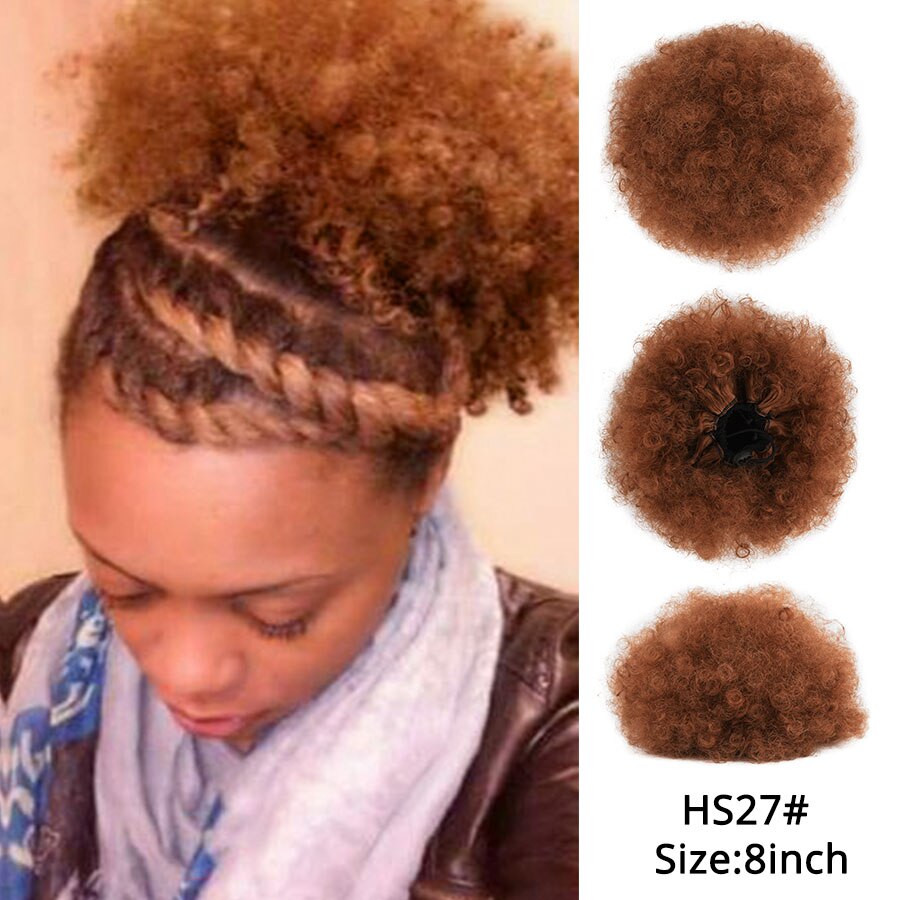 Alileader coc scurt de păr puf afro super-sintetic 8 inch șnur scurt coadă de cal clemă extensie de păr coci de păr crepus: Hs27