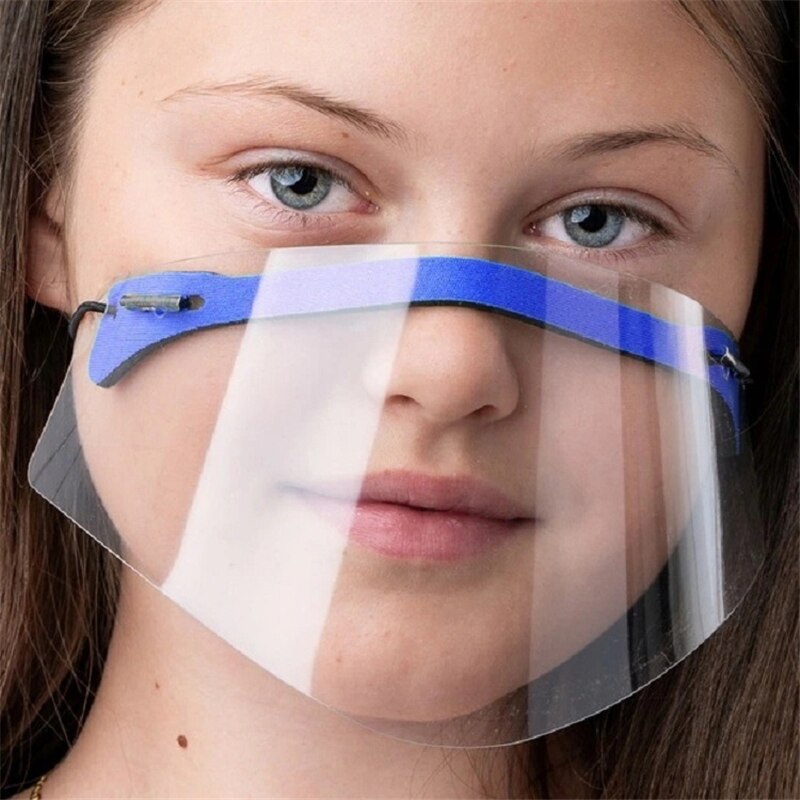 1pc adulte enfant Transparent restauration masques masque Chef cuisine Anti-buée visage masque Anti poussière masque réutilisable réglable visage couverture: Adult blue 1pc