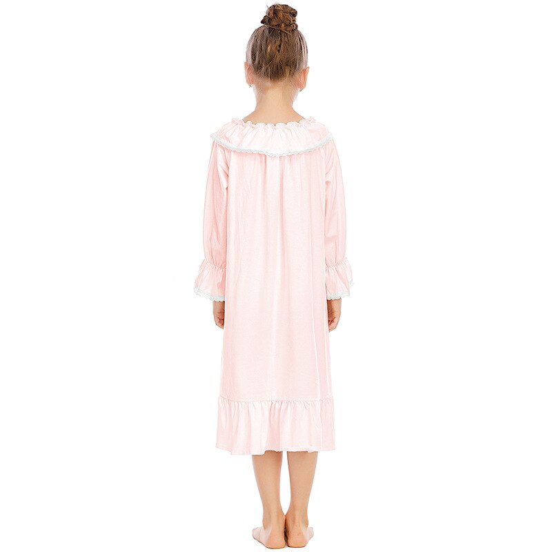 Camisón de estilo europeo Vintage para niña, ropa de dormir de algodón blanca, vestido largo fino de princesa, ropa de dormir para el hogar