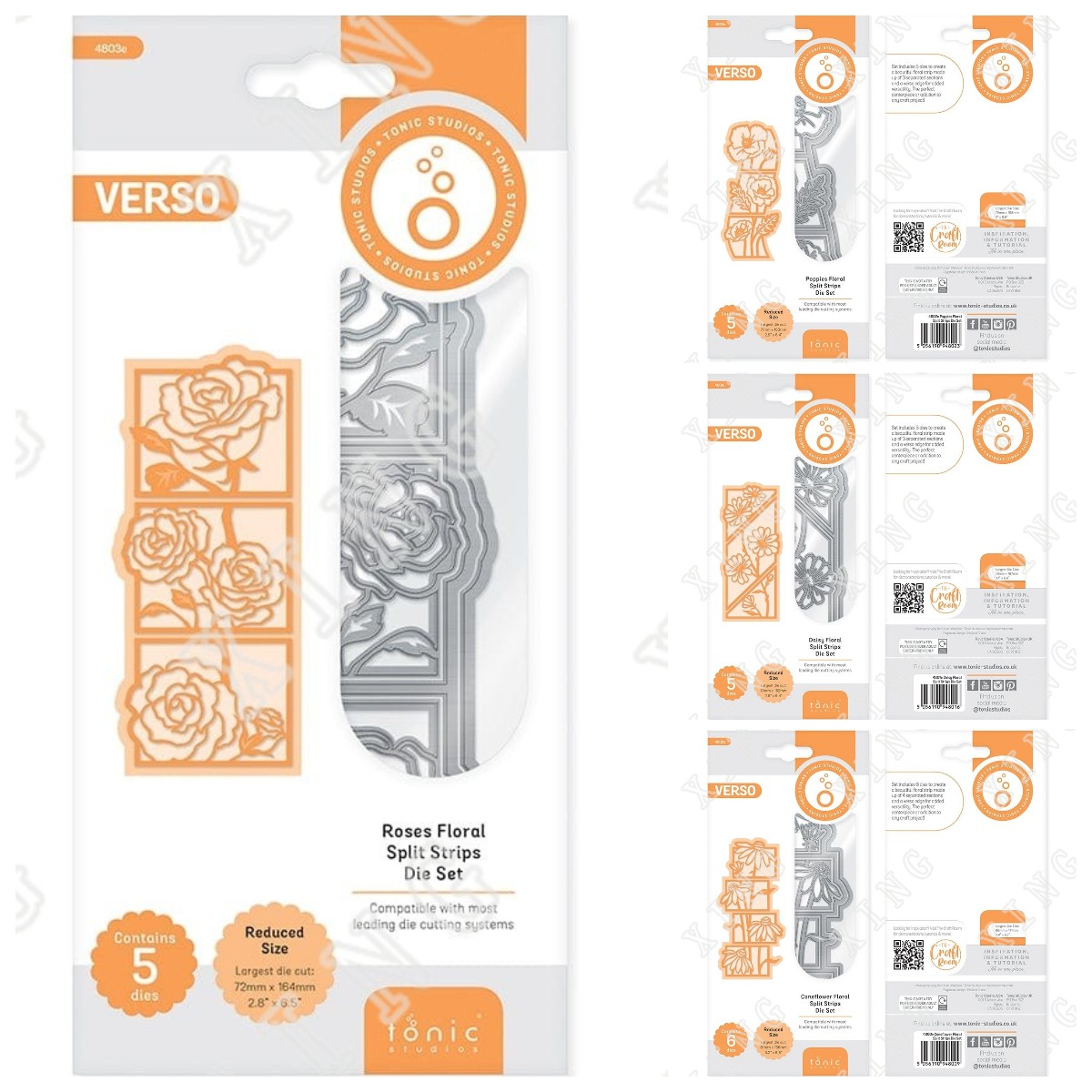 Poppies Roses Daisy Coneflower Floral Split Strips Die Set 2022 Spring Newest Metal Cut Dies Diy Scrapbook Paper Card Mould: Y2866-Y2869A set-4