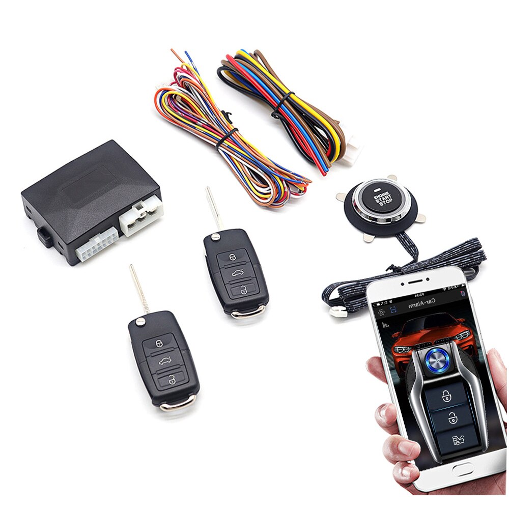 Intelligent Remote Control Car Engine Start Stop Button Mobile Phone APP Keyless Entry System Central Lock Cars Autostart PKE