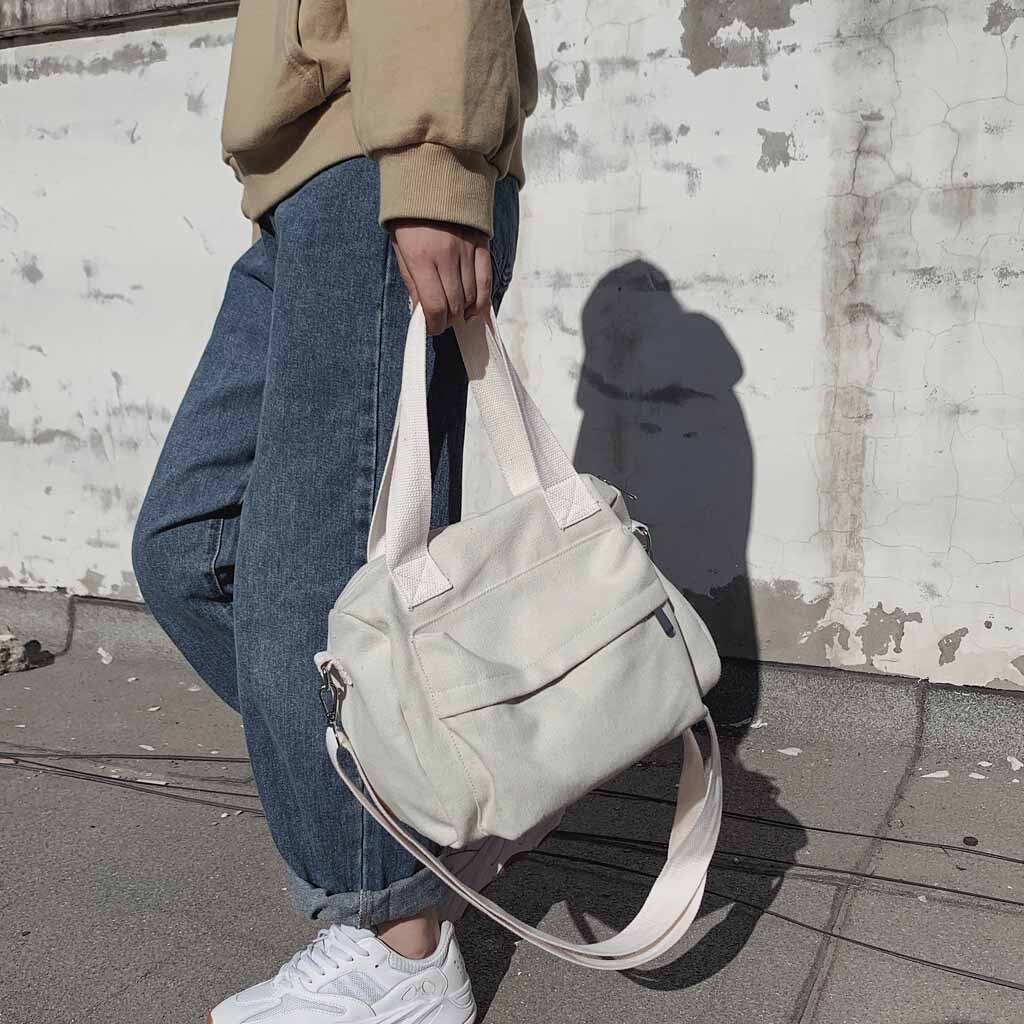 OCARDIAN Vrouwen Tas vrouwen effen draagbare canvas tas eenvoudige schoudertas Casual crossbody tassen voor vrouwen Messenger Bags S19