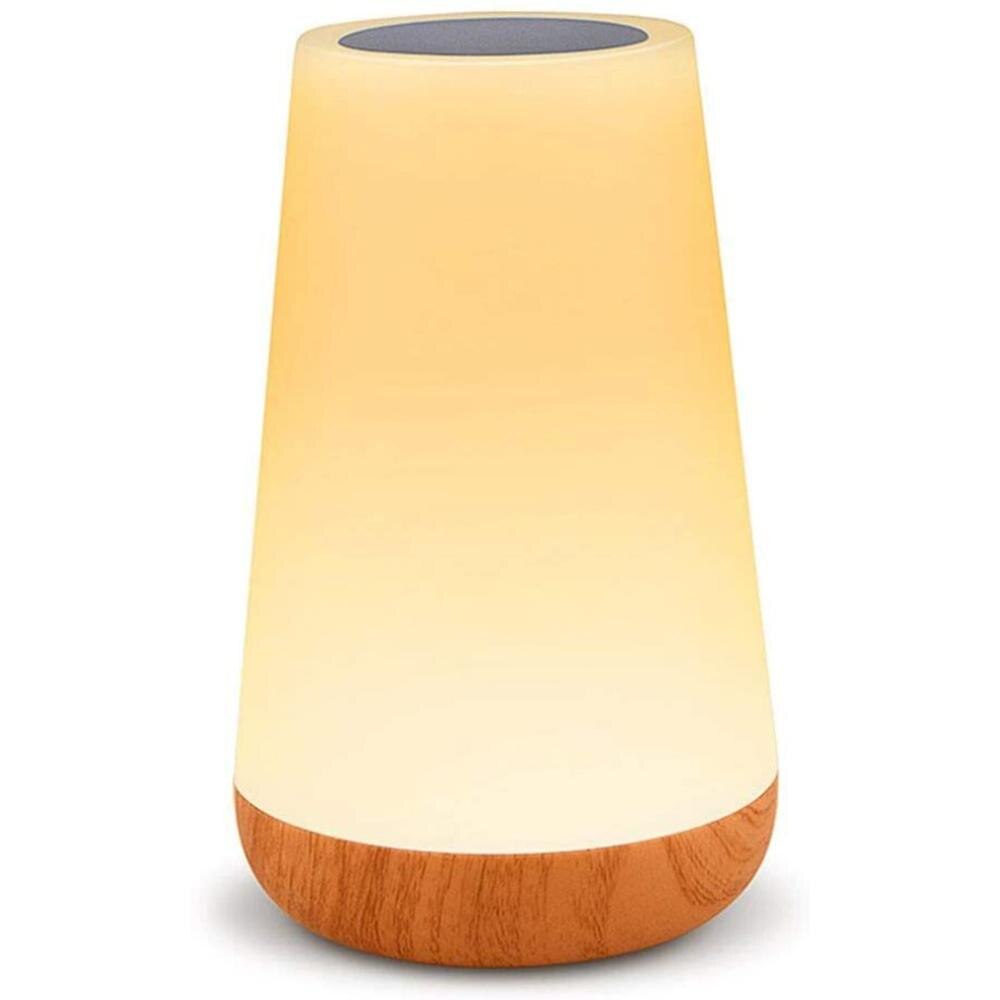 Nordic Style Solid Wood Table Lamp Modern Living Room Bedroom Colorful Touch Sensor Night Lights USB Rechargeable Bedside Lamps: B