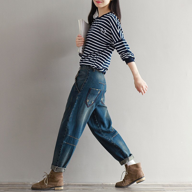 Jean sarouel pour femme, pantalon Denim décontracté, grande taille 3XL, ample, Vintage, style Boyfriend, collection automne hiver