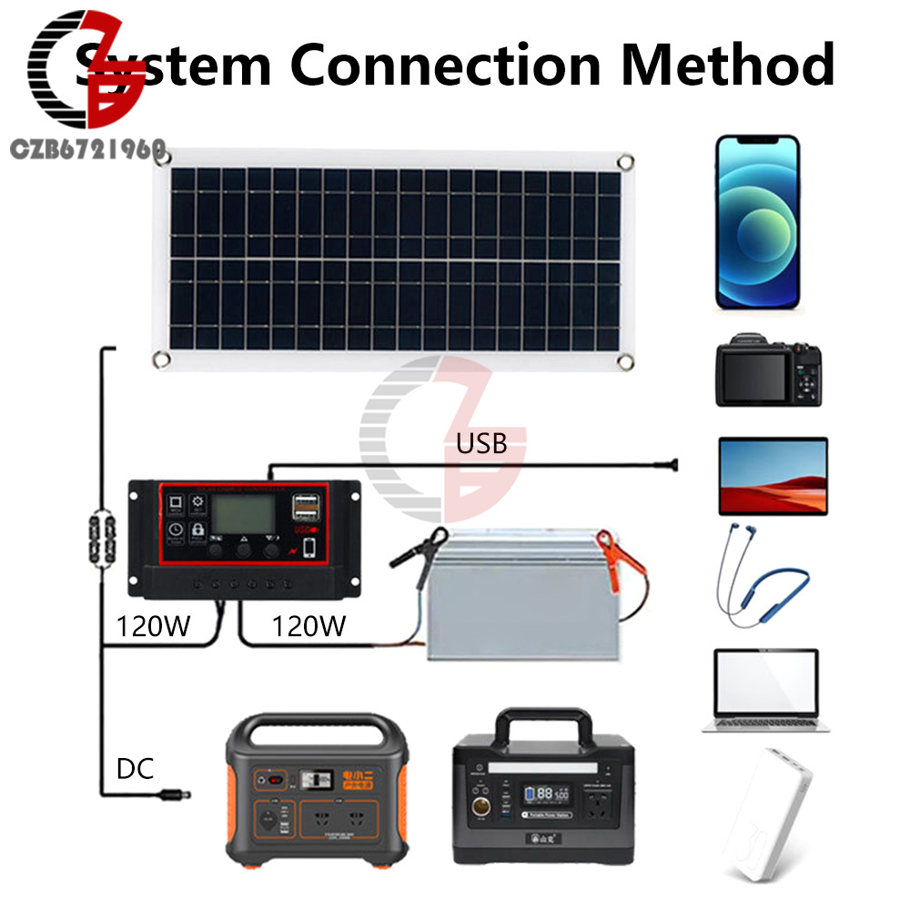 1000W 12V Solar Battery Charger & Maintainer Portable 12 Volt Solar Panel Charging Kit for Car Automotive Boat RV Marine Inveter