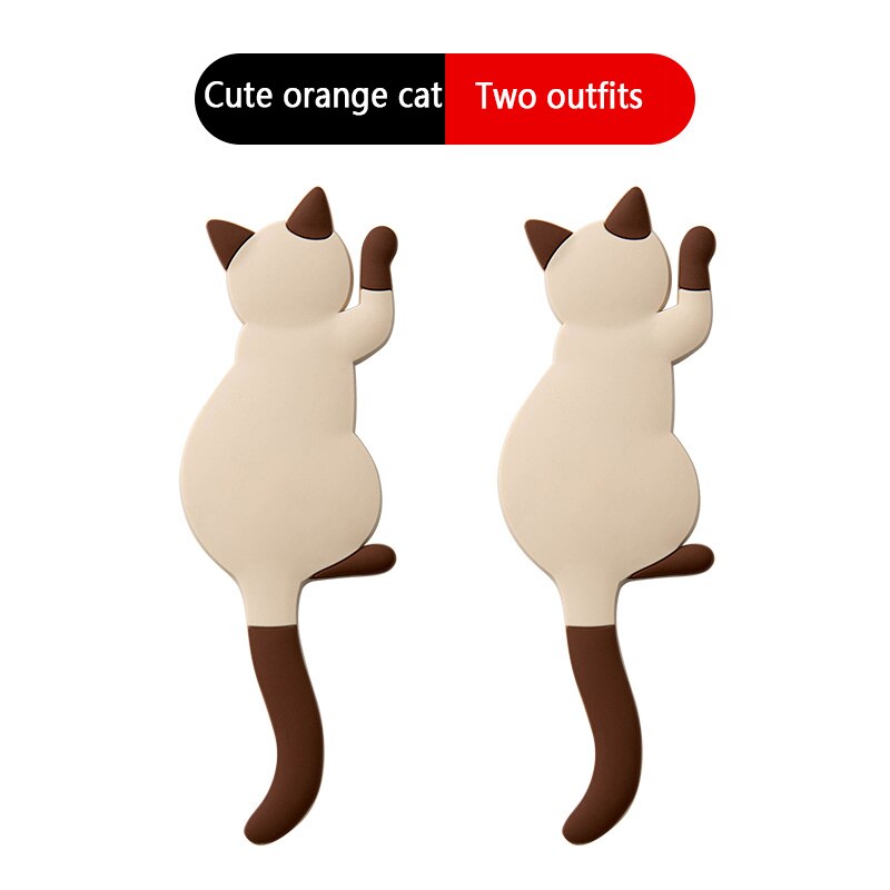 2 stuks haaksleutel wandhaak butler decoratie op keukenmuur sleutelhanger muur naadloze spijkervrije geperforeerde hanger keuken sticker haak: Schattige oranje kat
