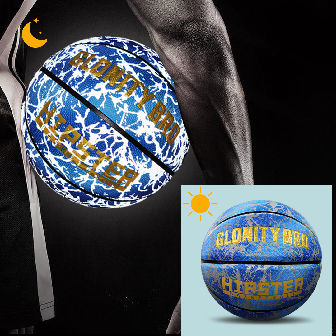 Uso nocturno Baloncesto brillante Tamaño 7 Balón luminoso de calle interior al aire libre Pelotas noctilucentes de cuero suave de PU resistentes al desgaste Blanco