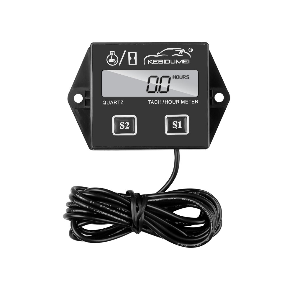 LCD Digital Hour Meter Tach Tachometer for Outboard Motor Lawn Mower Hour Meter Motorcycle Marine Chainsaw Pit Bike: Hour Meter 1