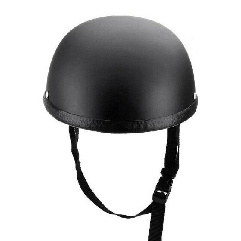 Motorfiets Half Helm Anti-Collision Cap Matte Helder Zwart Vintage Half Gezicht Helm Retro Duitse Stijl Chopper Cruiser: Matte Black / S