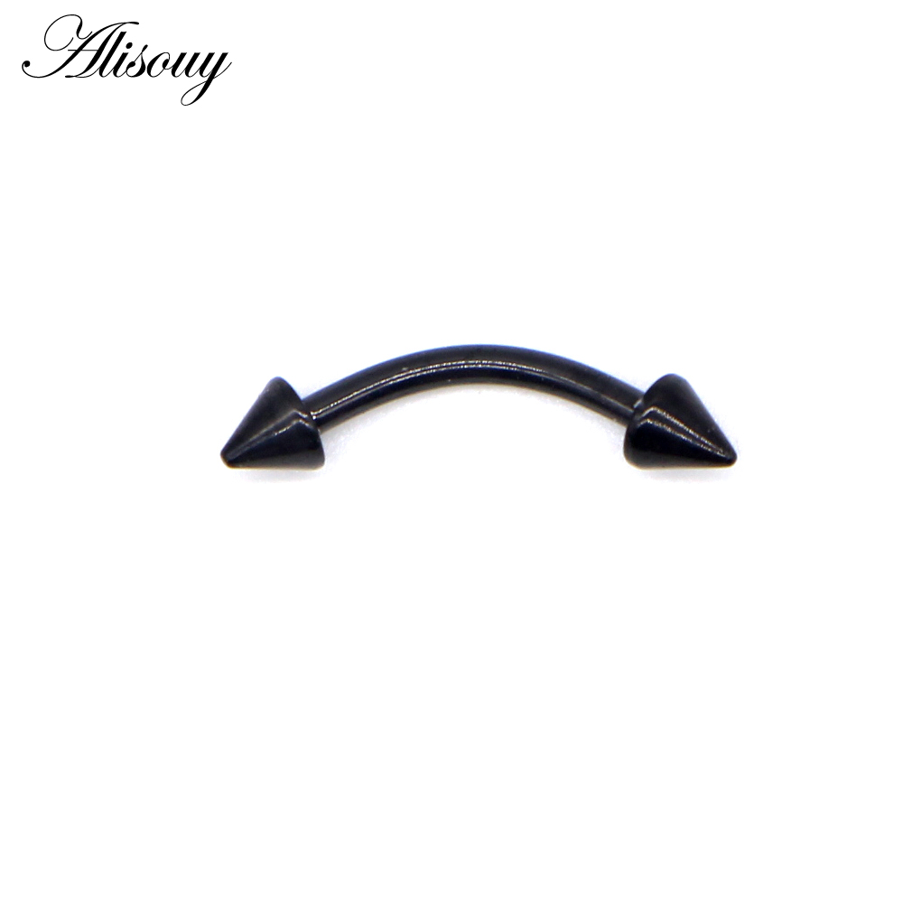 Alisouy 1pcs 16G Titanium Anodized Stainless Steel Body Jewelry Helix Piercing Ear Eyebrow Jewelry Nose Lip Captive Rings: A Black
