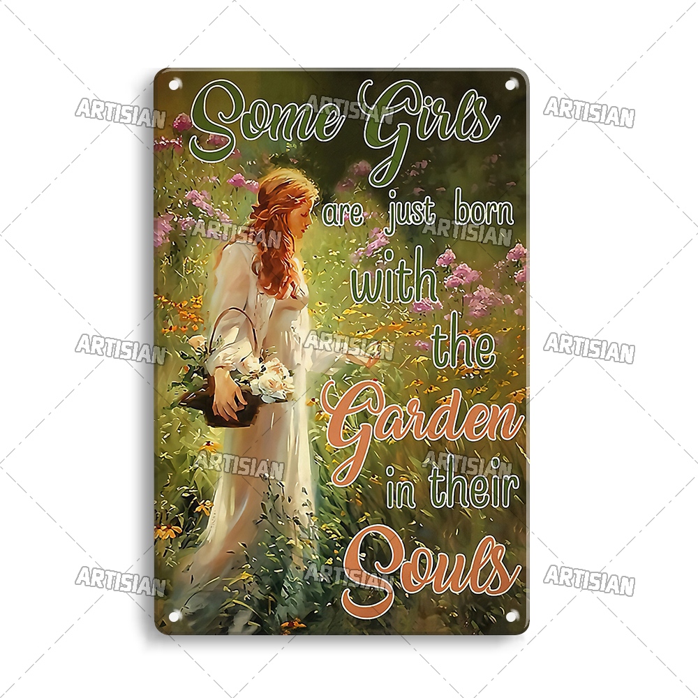 Artisian Tuin Metalen Poster Plant Tin Teken Meisje Decoratieve Plaque Wall Decor Garage Bar Pub Club Hotel Keuken Thuis Man cave: Rood