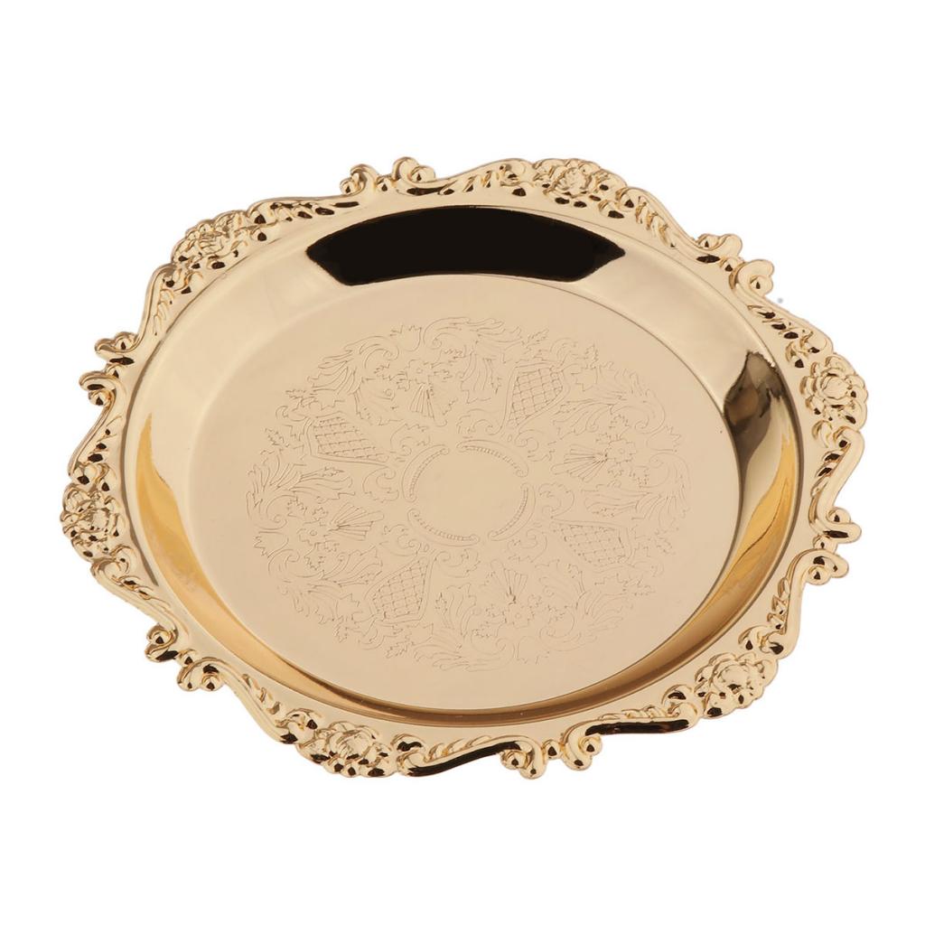 Hard Gold Metal Plates Set - 4" 6" Gold Round Plates - Washable and Reusable for Wedding Birthday Party Dessert Cake Plate