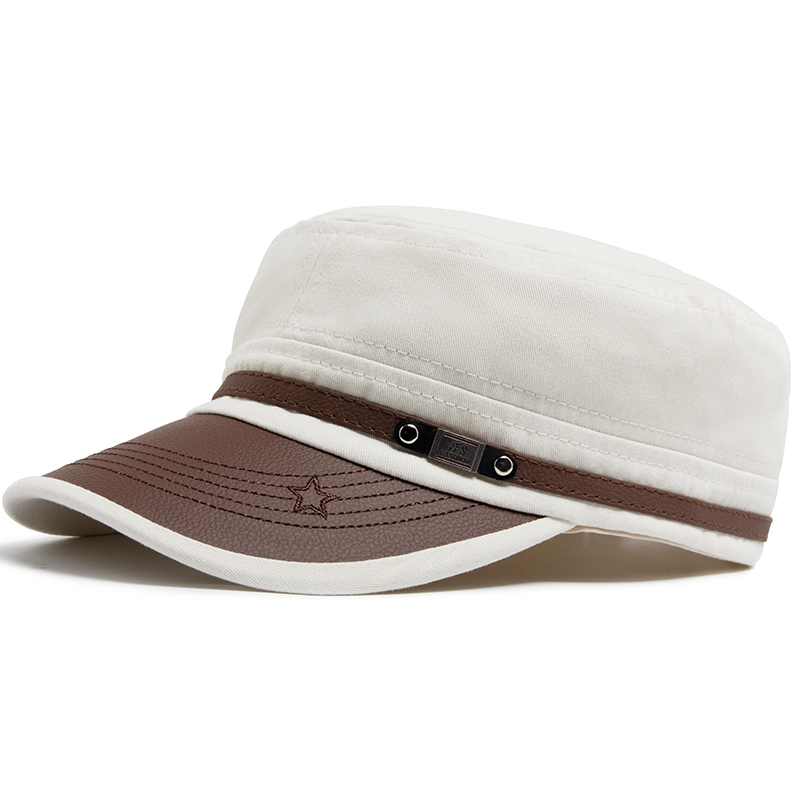 Sombrero plano para mujer, gorra de béisbol con ala de cuero PU a la para hombre, tela de algodón suave, visera informal, sombrero de camionero ajustable para otoño y verano: Gris