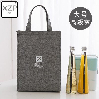 Xzp Stevige Waterdichte Nylon Draagbare Rits Lunch Zakken Vrouwen Student Lunchbox Thermo Tas Kantoor School Picknick Koeltas Bolso: Grey