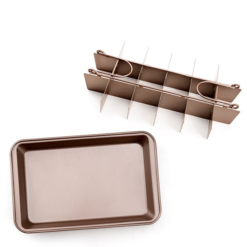 Brownie – plaque de cuisson antiadhésive carrée en acier inoxydable, avec trancheur, four en cuivre, pour gâteaux