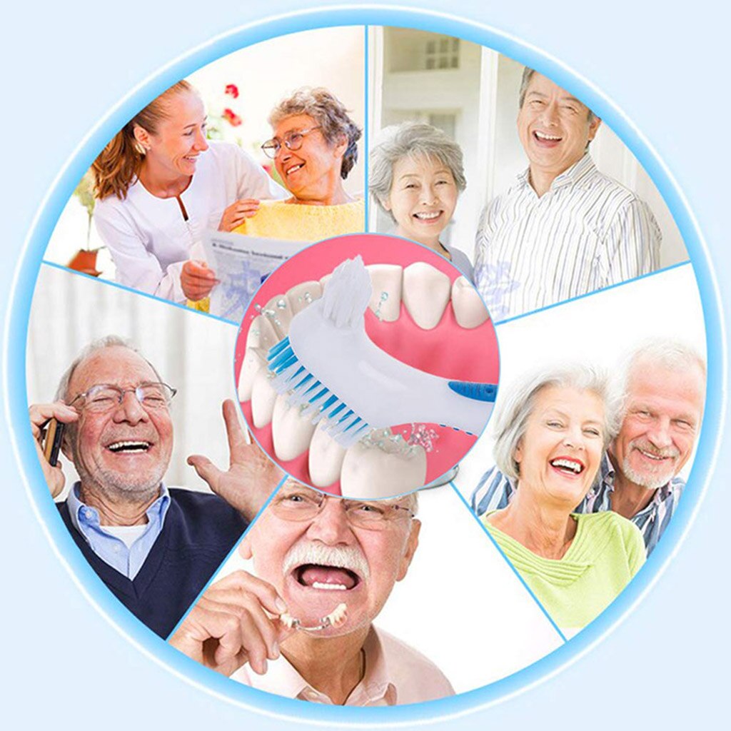 Juego de cepillos de limpieza para dentadura de doble cara de 8 uds, dentadura postiza, manchas de residuos de alimentos, cepillo de dientes limpiador Oral