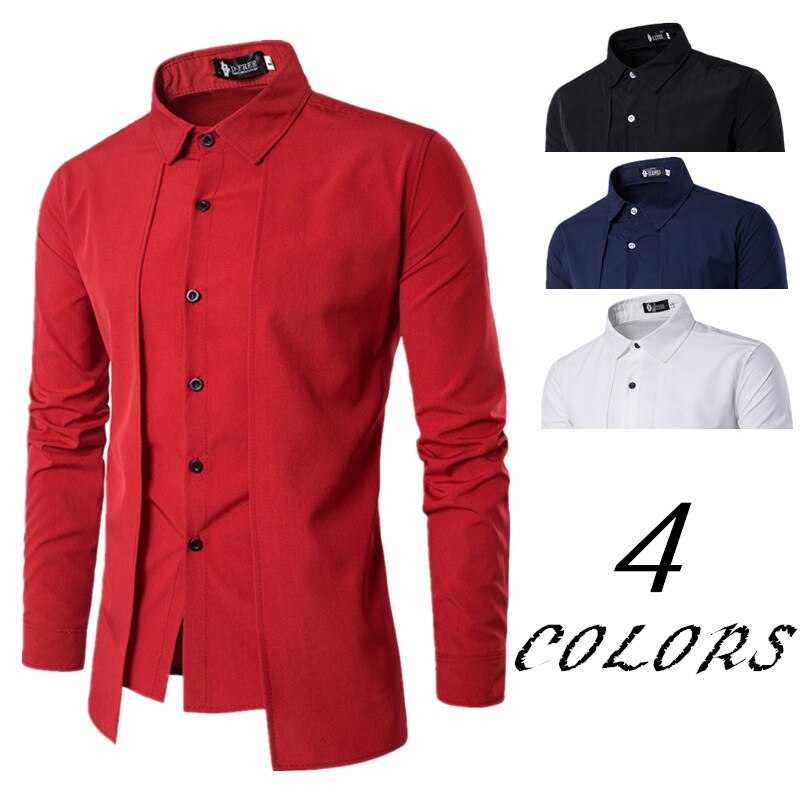 Zogaa skjorte herre casual slim fit skjorter lange ærmer nedsænkede krave herre kjole skjorter solide sorte røde skjorter til herre tøj