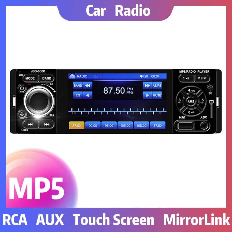 Autoradio 4 "1 Din Auto Radio Bluetooth Touch Screen MP5 Speler Stereo Spiegel Link Cassette Speler Achteruitrijcamera met Camera