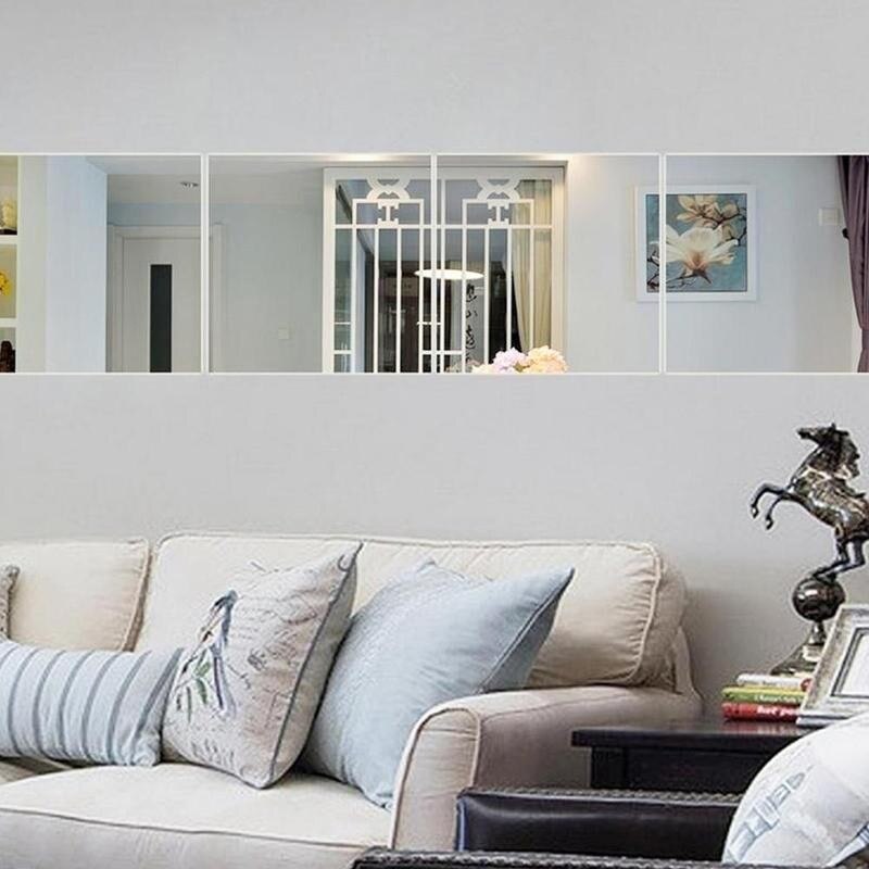 4 stk 30cm dekorative selvklæbende 3d spejl fliser vægklistermærker mosaik akryl spejl klistret sovesal gør-det-selv boligindretning klistermærker