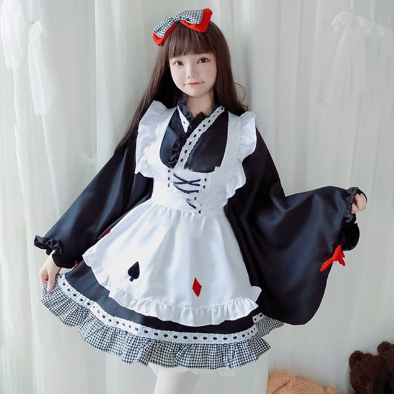 Kimono Japanse Lolita Jurk Voor Meisje Kawaii Anime Maid Party Dress Vrouwen Kleding Heks Uniform Pak Cosplay Kostuum AFC383