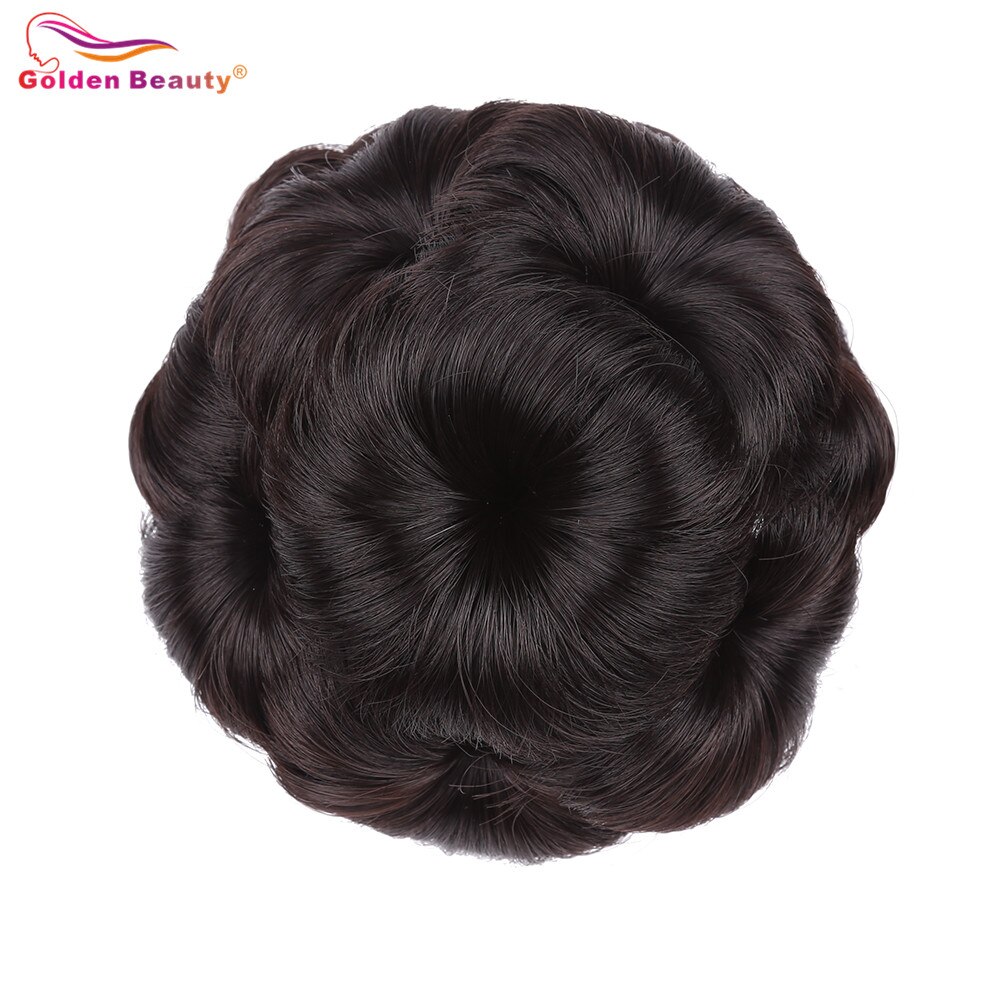 Curly Synthetic Hair Chignon Clip In Hairpiece Extensions with Plastic Combs Elastic Hair Bun Bride Wedding Updo Golden Beauty