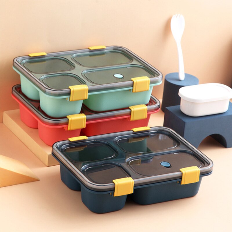 Lunchbox Bento Box Lunch Container Voedsel Opbergdoos Magnetron Draagbare Gezonde Picknick Voor Kinderen Volwassen Student Plastic 3 kleur