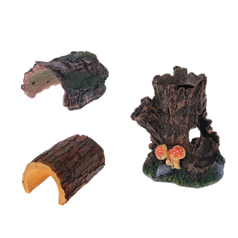 Reptile Vivarium Hiding Case Snake Gecko Dragon Half Log Hide Rock Tree Hole