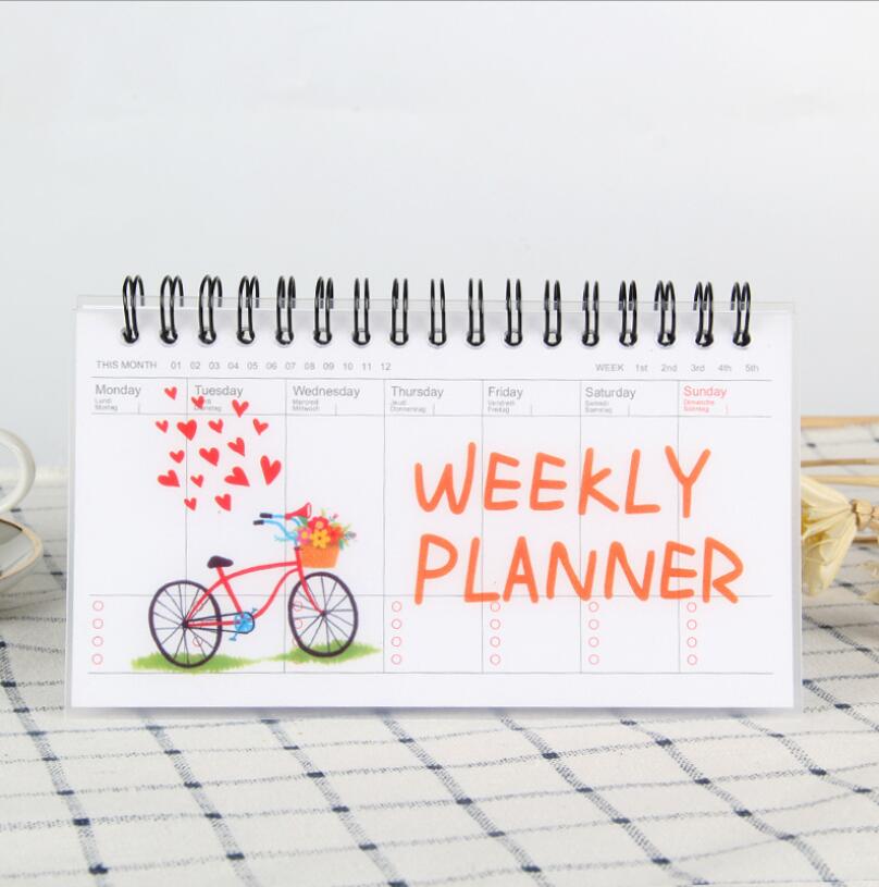 A6 Weekly Planner Notebook School Supplies Office Portable Agenda cherry Organizer Schedule Diary Monthly Stationary: C